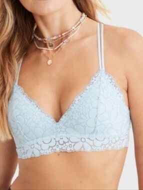 AERIE💘 REAL HAPPY WIRELESS LIGHTLY LINED CANDY LACE BRA SIZE 36D